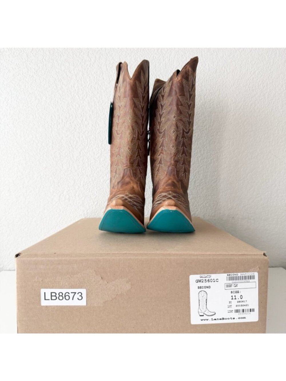 Lane Gallatin Brown Cowboy Boots Cowgirl Western Mid Calf Tall Snip Toe Size 11 - Picture 10 of 11